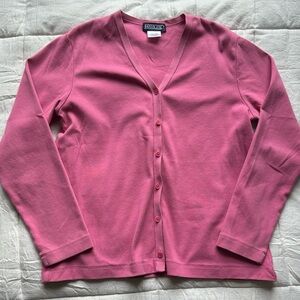 Lands' End Pink Button-Up Cardigan